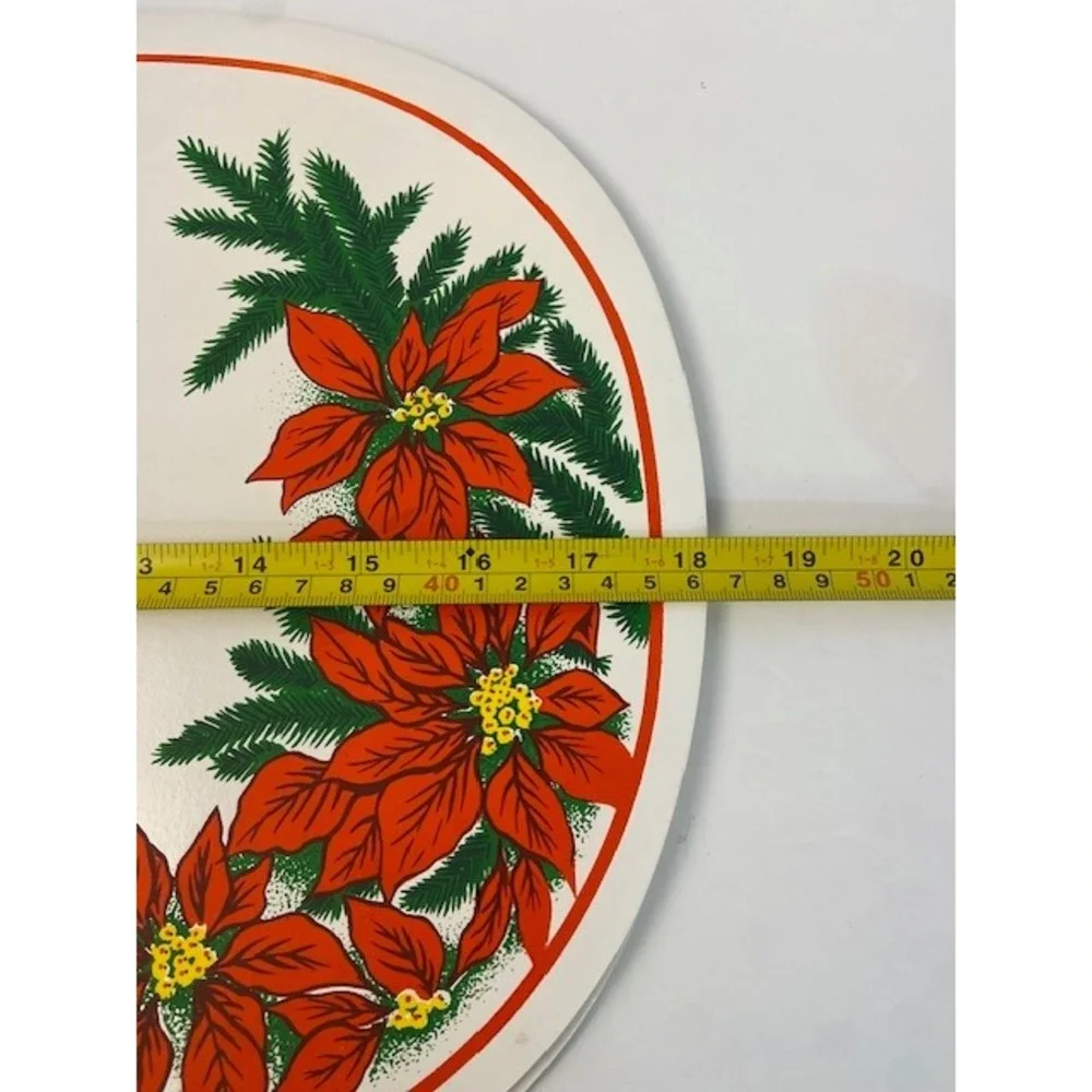 Vintage BHP Christmas Poinsettia Oval Placemats Set of 4 Holiday Table Decor
